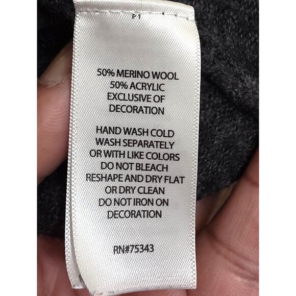 Ellen Tracy Women's Open Front Long Cardigan Wool Blend Leather Accent & Pockets - Picture 10 of 11